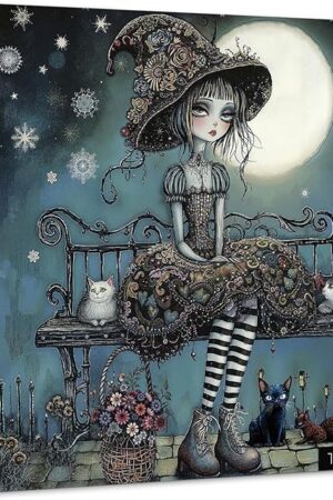 The PICKFORU Moonlit Gothic Girl Jigsaw Puzzles 1000 Pieces, Vintage Dark Art Puzzles for Adults, Cute Unique Poster Puzzle, Impossible Challenging Plant Theme as Wall Decor