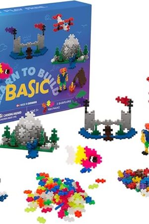 The Plus Plus Learn to Build Set, Interlocking Mini Building Blocks, 3D Puzzle Construction Stem Toy for Kids - Basic Mix, 400 Pieces