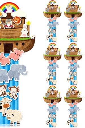 The Peryiter 24 Set Noahs Ark Craft Kit DIY Noahs Ark Toy, Adhesive Animal Stickers Sunday School Crafts Decorations for Kids Boys and Girls Gift Home Classroom Activities