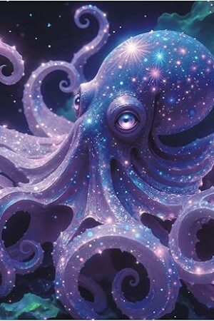The Puzzles for Adults 1000 Pieces- Hard Octopus Ocean Puzzle 1000 Piece, Glitter Fantasy Challenging Jigsaw Puzzles with Letter on Back, Gifts for Adults, Game Nights & Wall Decor with 1:1 Poster