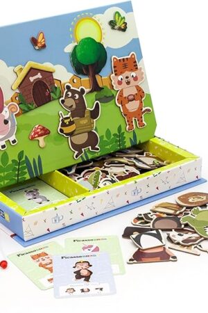 The PicassoTiles 112 Piece Magnetic Mix & Match Animal Building Activity DIY Combination Puzzle Book Kid Toy Set Educational Playset STEM Learning, 20 FREE Unique Animals Creative Inspirational Idea Cards