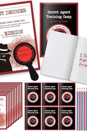 The ReliThick 25 Sets Detective Party Favors Spy Secret Kit Escape Room Birthday Party Decoder with Agent Training Camp Notepads Cards Pens for Kids Treat Bags Stuffers Piñata Filler Classroom Prizes