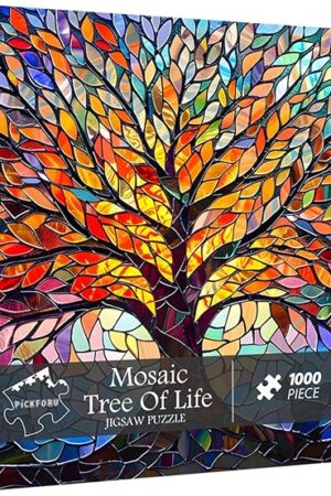 The PICKFORU Stained Glass Puzzle Tree of Life Puzzles for Adults 1000 Pieces, Impossible Hard Difficult Challenging Puzzles for Adults, Colorful Mosaic Tree of Life Jigsaw Puzzle 1000 Pieces