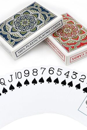 The Plastic Playing Cards 2 Pack Waterproof Poker Card,Jumbo Large Print Playing Cards for Adults Seniors,2 Decks of Cards Set Poker Size Cards for Fun Card Game