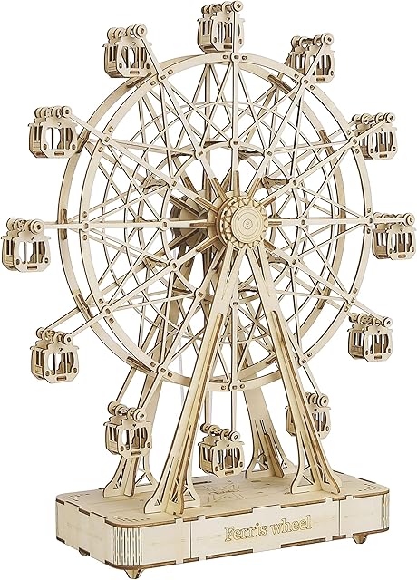 The Rolife 3D Wooden Puzzle for Adults,Mechanical DIY Crafts Kits for Kids,Ferris Wheels Music Model Kits to Build,Brain Teaser Puzzles for Boys and Girls