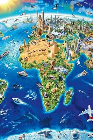 The Ravensburger - World Landmarks Map - 200 Piece Jigsaw Puzzle - Stunning Imagery of Amazing Landmarks of The World - Vibrant Colors - Premium Quality - Ideal Gift - Screen-Free Fun - Children Ages 8+
