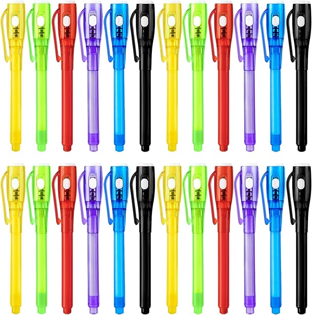 The 24 PCS Invisible Ink Pen with UV Light Magic Marker Spy Pen Party Favors for Kids Goodie Bags Stuffers for Kids Birthday Gifts Classroom Prizes