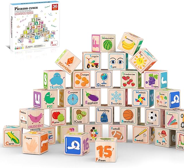 The Magnetic Cubes Magnet Building Block Sensory Activity Center 1" Puzzle Cube 216 Pattern Early Education Toy Letter Alphabet Number Shape STEAM Learning Blocks Boy Girl Toddlers 3+ Montessori