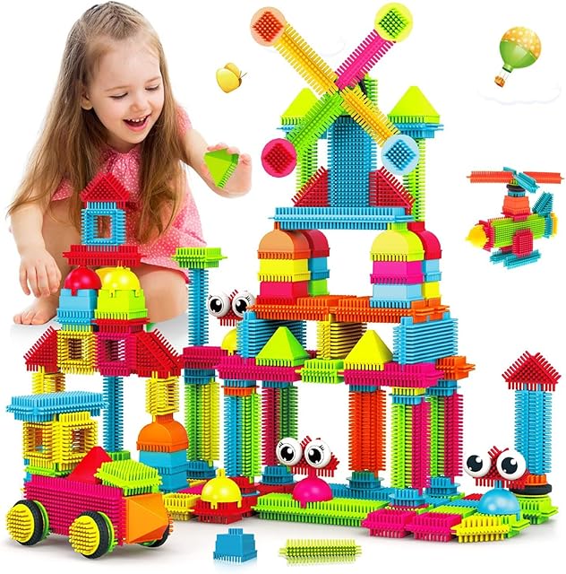 The Contixo 144 pcs Bristle Shape 3D STEM Building Toys, Construction Learning Stacking Educational Block, Creativity Beyond Imagination, Inspirational, Safe & Durable, Recreational Toy for Kids Ages 3-8