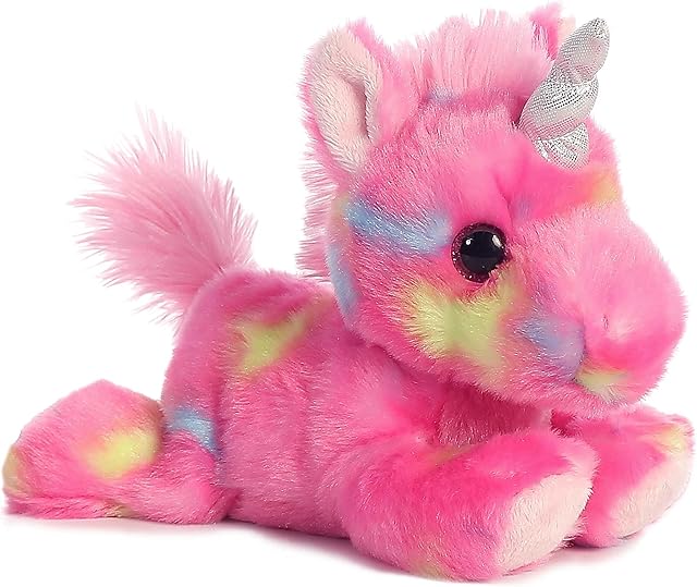 The Aurora® Vibrant Bright Fancies™ Jellyroll Unicorn™ Stuffed Animal - Eye-Catching Fun - Delightful Cuddles - Pink 7 Inches