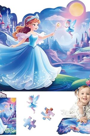 The Princess Floor Puzzles for Kids Ages 4-6, 54 Pieces Magical Princess & Castle Floor Puzzles for Kids Girls Ages 3-5, Learning Educational Jigsaw Puzzles Toys Great Gifts