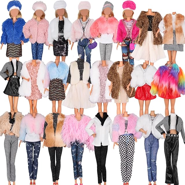 The EuTengHao Doll Winter Coat Clothes Set for 11.5'' Girl Doll Include Winter Coat Jacket Tops Jeans T-Shirt Pants Skirt Dress Hat Suitable for 30cm Dolls for Girls Gift