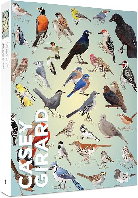 The Pomegranate 1000-Piece Jigsaw Puzzle for Adults, Casey Girard's Backyard Birds, Matte Finish, Snug Fit