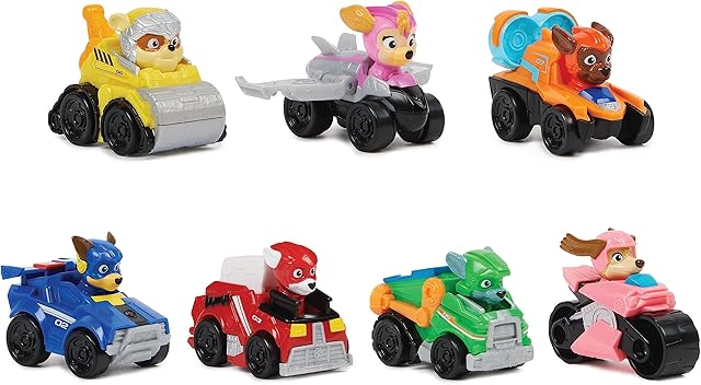 The Paw Patrol - Super Patrol The Movie - Set of 7 Racers PUP Squad Toy - Car Figure to Collect Toy for Children 3 Years and Above