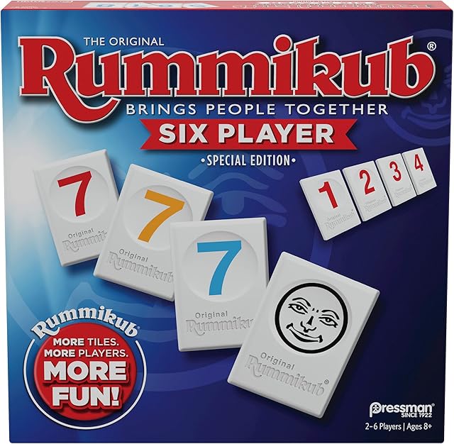 The Rummikub Six Player Edition - The Classic Rummy Tile Game - More Tiles and More Players for More Fun! by Pressman , Blue