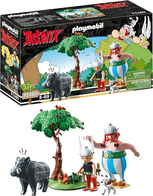 The PLAYMOBIL Asterix 71160 Wild Boar Hunting, With Tilting Tree, Toy for Children Ages 5+