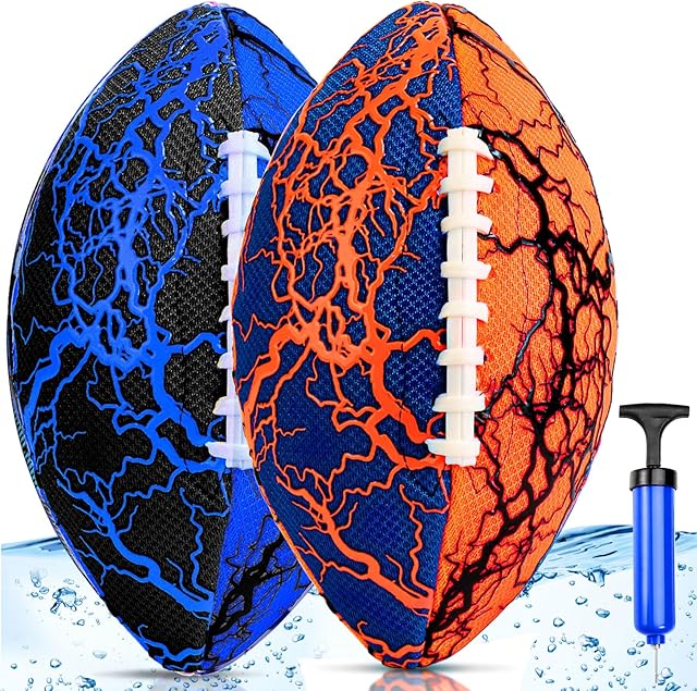 The Jasonwell Pool Beach Water Football - 2 Pack Waterproof Football Strong Grip Fun Pool Toys Games for Swimming Pools Beach Lake Park Backyard Outdoor Play for Kids Children Teens Adults Family