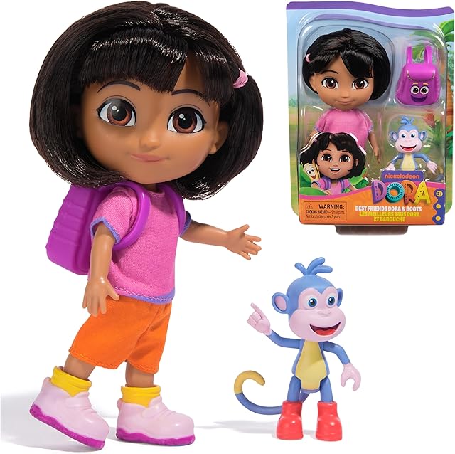 The Dora, Best Friends Dora & Boots Set, 6-inch Doll with Clothes, Backpack & Boots Toy Figure, Kids Toys for Girls & Boys Ages 3 and Up