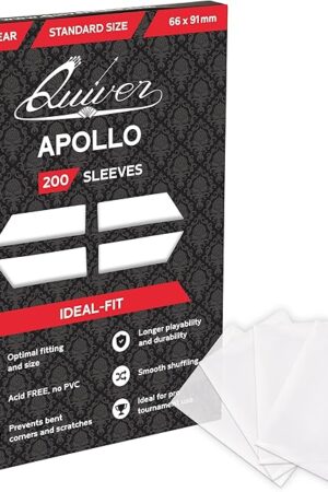 The Quiver Time 200 Apollo Standard Clear Card Sleeves fits Magic: The Gathering Cards and Other TCG Cards - Ultra Transparent Trading Card Sleeve, Card Protector Sleeves (66 x 91 mm)