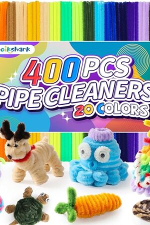 The POIKSHARK 400 PCS 20 Colors Thick Pipe Cleaners Craft, Multi-Colored Chenille Stems for Craft Supplies & Materials, Fuzzy Pipe Cleaners Bulk for DIY Arts Projects, Rainbow Pipe Cleaners(12inch*6mm)