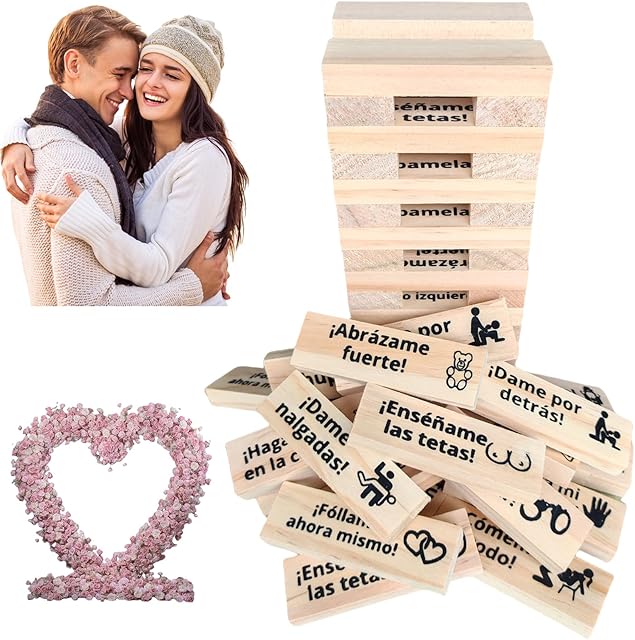 The Adult Blocks Game for Couples en Español Naughty Stacking Tower Night Dating Activities Valentine's Day Gifts Ages 18+