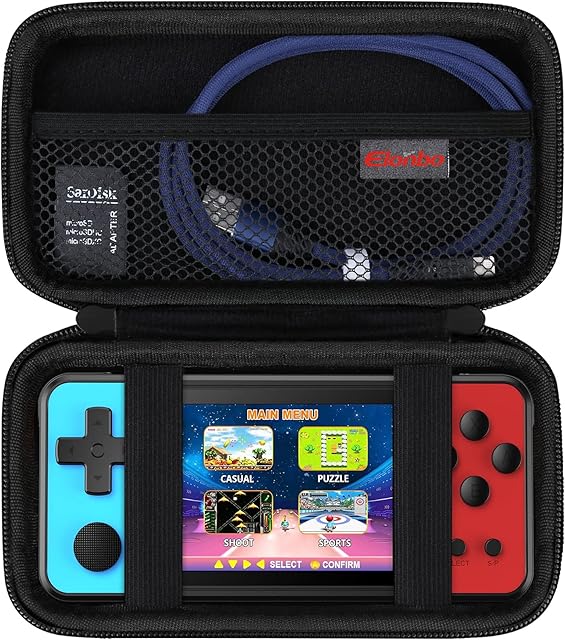 The Elonbo Carrying Case for KAVOYI/TEBIYOU/Beico 32 Bit Handheld Games, Portable Arcade Gaming Player Travel Storage Cover, Electronic Video Games Toy Organizer Holder Bag, Black