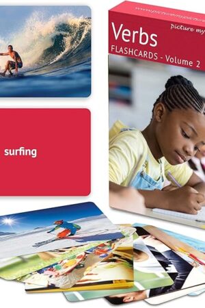The Picture My Picture Verbs Volume 2 Flash Card Set – Speech Therapy Tool for Vocabulary, Communication & Thinking, Scratch-Resistant with Activity Guide, Suitable for Education, ESL & ABA – Set of 40