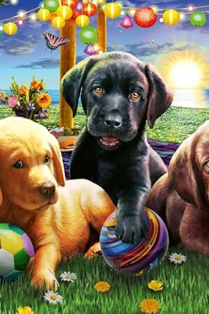The Ravensburger - Puppy Picnic - 100 Piece Jigsaw Puzzle - Exciting, Colorful Scene of Puppies Just Waiting to Play - Ball Sports & Dogs - Premium Quality - Ideal Gift - Screen-Free Fun - Children Age 6+