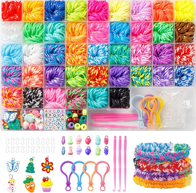 The Ybxjges 3600+Rubber Band Bracelet Kit,Loom Bracelet Making Kit for Kids,Friendship Bracelet Loom Bands Kits with Loom Bands Supplies for Children Girls Gifts DIY Crafting Kit