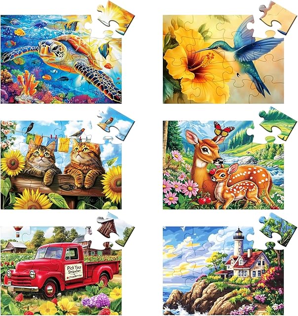 The 6 Packs 16 Large Piece Puzzle for Seniors, Dementia Alzheimer's Products Activities for Elderly Adults, Easy Puzzle Alzheimer’s Memory Cognitive Game Gift for Patient in Nursing Home