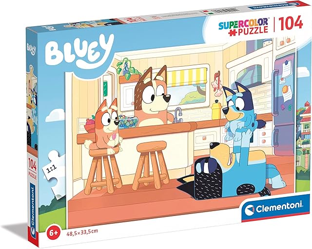 The Clementoni - 27169 - Supercolor Puzzle Bluey - 104 Pieces - Jigsaw Puzzle for Kids Age 6 - Made in Italy