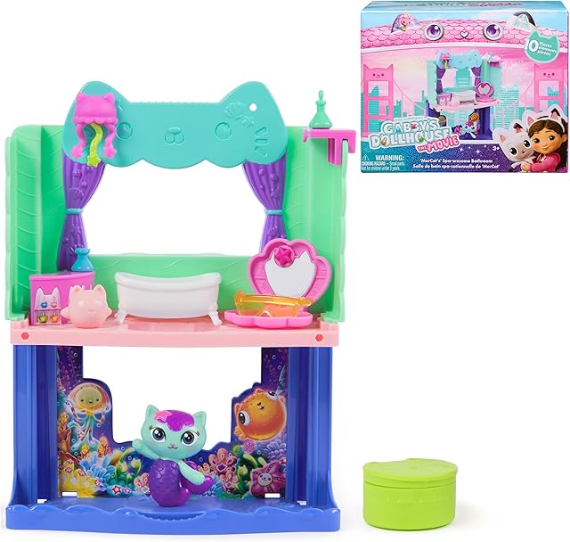 The Gabby's Dollhouse: The Movie, MerCat's Spa-wesome Bathroom, Toy Figure, Dollhouse Accessories & Surprise Toy, Kids Toys for Girls & Boys Ages 3 and Up