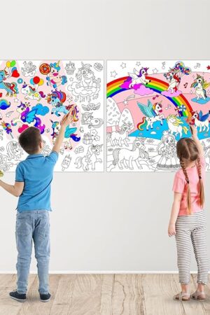 The Rossorha 2Pack Giant Coloring Poster Jumbo Coloring Tablecloth for Kids Table Wall Coloring Pages Large Coloring Sheet Craft for Class Home Coloring Activity Kids Gifts Party Favors Decorations