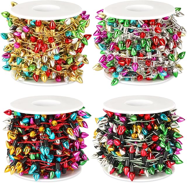 The Jansun 65.6 Feet Dollhouse Fake Lights String, 4Rolls Miniatures Dollhouse Christmas Decorations for Doll House Miniature Furniture Crafts Accessories Christmas Holiday Decor