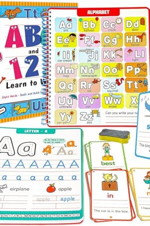 The Preschool Learning Activities - Reusable Letter & Number Tracing Book for Kids 3,4,5,6 Years Old -Builds Handwriting & Sight Words, PreK Kindergarten Workbook, Learning Toy Gift for Toddlers