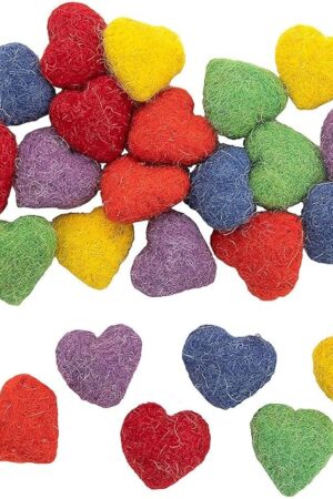 The Rainbow Wool Felt Hearts - Craft Supplies - 24 Pieces