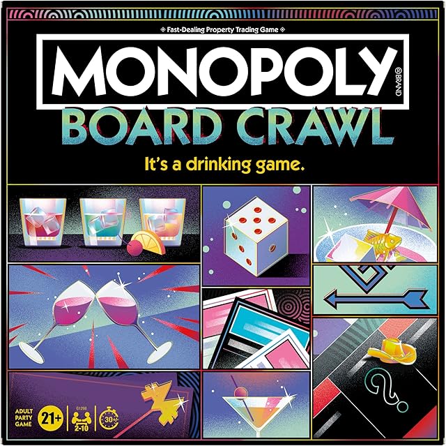 The Monopoly Board Crawl Game | Official Monopoly Drinking Game for Adults Only | Ages 21+ | for 2-10 Players | 30 Mins. | Hilarious Adult Party Games
