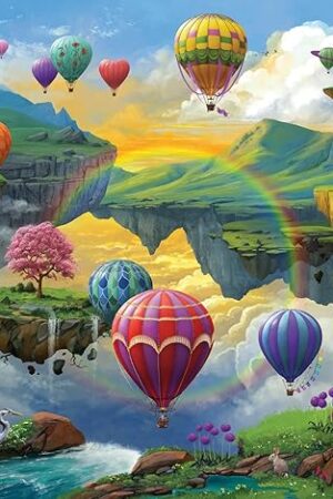 The Ravensburger Air Balloon Valley 500 Piece from Artist Nathanael Mortensen | Unique Piece Design | Softclick Technology | Ideal Gift for Puzzle Enthusiasts