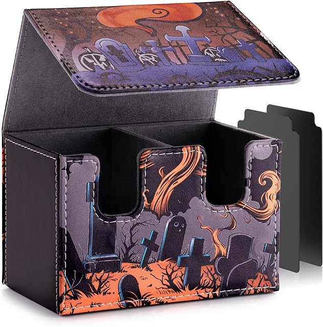The Card Deck Box compatible with MTG Card - Holds 220+ Single Sleeved Cards, Trading Card Storage Box fits TCG/PTCG/YGO Cards, Sport Cards Deck Case with 2 Dividers - Necro Call