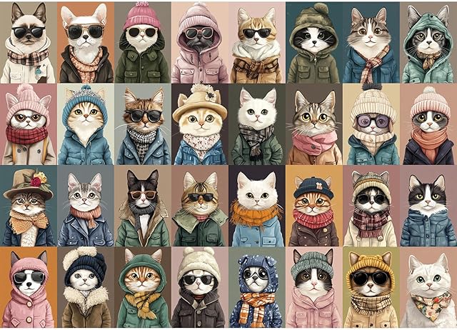 The 1000 Pieces Jigsaw Puzzles for Adults - Stylish Cats in Fashion - Unique Puzzle for Family and Friends - Challenging Puzzle Perfect for Game Nights (19.7x27.6 in)