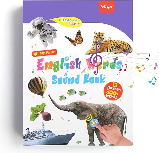The English Words Sound Book -Total 300+ Words, 13 Themes, Interactive Audio Sound Books for Toddlers, Autism Sensory Games, Early Educational Gifts, Birthday Gift for Toddlers Kids Age 3 4 5 6