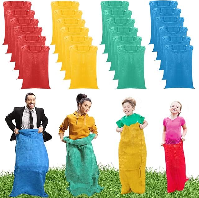 The 24 Pack Potato Sack Race Bags - Outdoor Games Sack Race Bags for Adults Bean Bag Toss Game, 3 Legged Relay Race, Egg Spoon Game, Carnival Outdoor Lawn Game for Halloween, Christmas, Birthday Party
