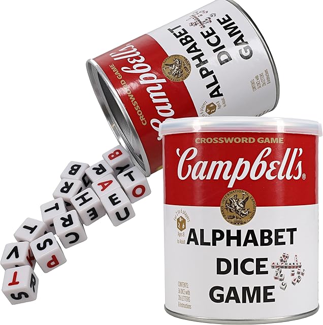 The TDC Games Campbell's Alphabet Dice Game, Great for Party Favors, for Travel, Camping Family Game Night, Yard Games for Adults and Family