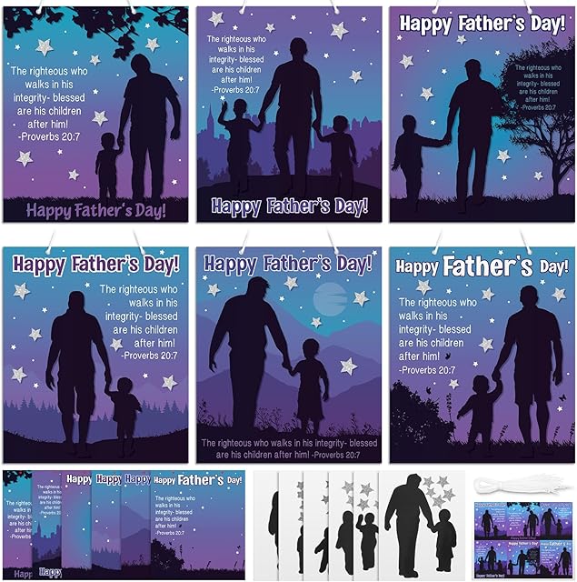 The 30 Sets Happy Father's Day Craft Kit for Kids Dad DIY Crafts Bulk Religious Father's Day Gifts Make Your Own Hanging Ornaments for Classroom School Home Dad Party Favor Supplies