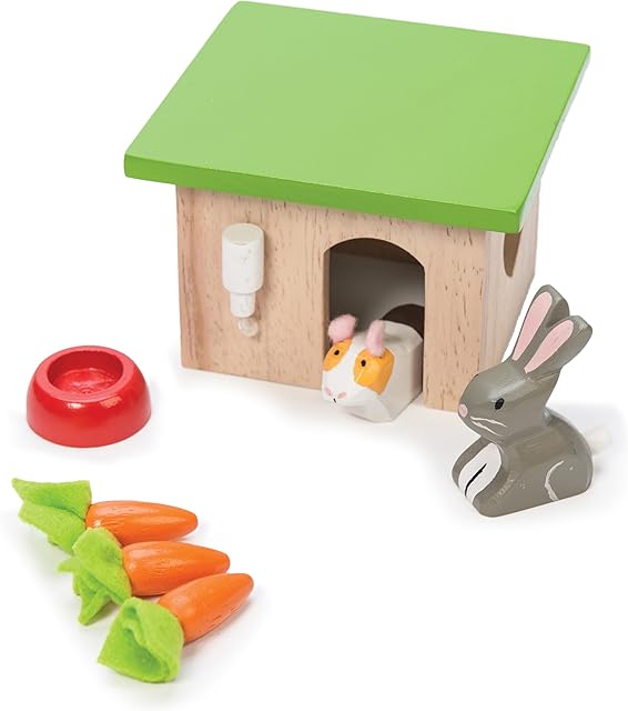The Le Toy Van - Adorable Wooden Daisylane Bunny & Guinea Accessories Play Set for Dolls Houses | Girls Dolls House Furniture Sets - Suitable for Ages 3+ (ME045)