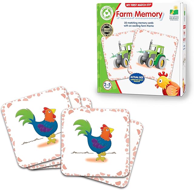 The The Learning Journey My First Memory Game - Farm Memory - 20 Card Matching Memory Game - Educational Toddler Gifts for Boys & Girls Ages 2 and Up - Award Winning Learning Toy, Multi
