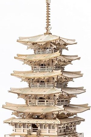The Rolife Wood Model Kits for Adults to Build 3D Puzzles DIY Five-storied Pagoda Birthday Unique Gifts for Friends or Family