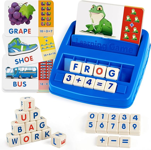 The Coogam Matching Letter Game, Alphabet Spelling Reading Flash Cards, Math Number Words Puzzle Montessori Early Learning Educational Gift Toys for 3 4 5 Year Old Kids