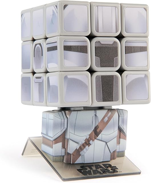 The Rubik’s Cube, Star Wars Mandalorian Cuber with Display, The Mandalorian Problem-Solving Brain Teaser, Classic Color-Matching Puzzle, Fidget Toy for Kids, Collectible Star Wars Toy, for Ages 8 & Up
