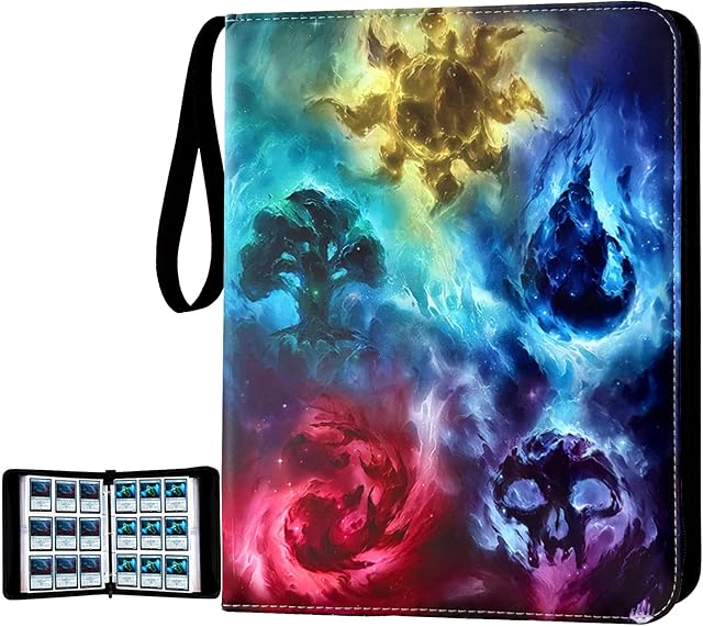 The Trading Card Binder,9-Pocket Binder for Trading Cards Holds 720 Cards,Premium Collector Card Album for Standard Cards,Card Collection Folder for MTG,TCG,Yugioh,Game Cards (A-Colorful Patterns)